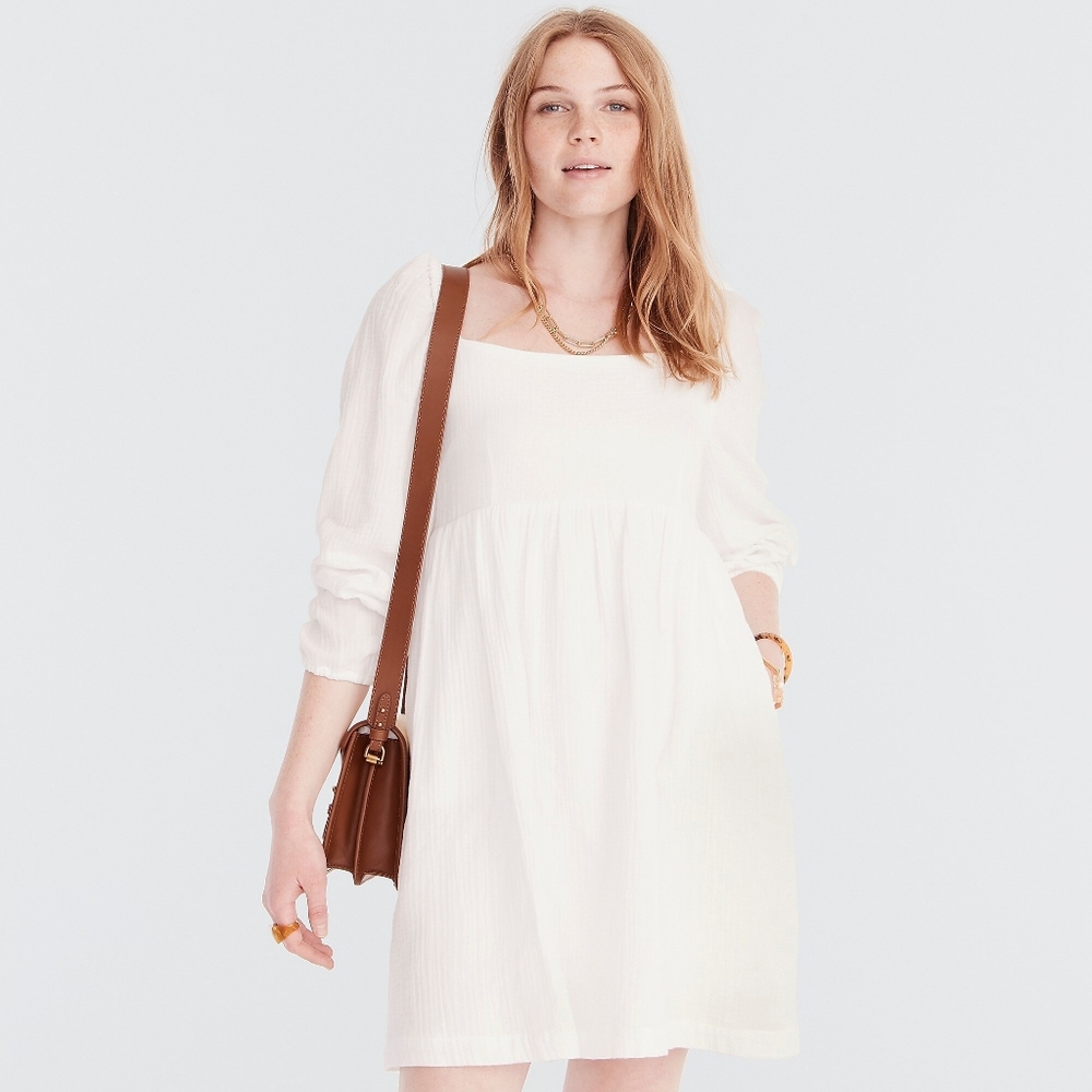 New! J Crew XL X-Large Squareneck White Soft Gauze Beach Dress NWT